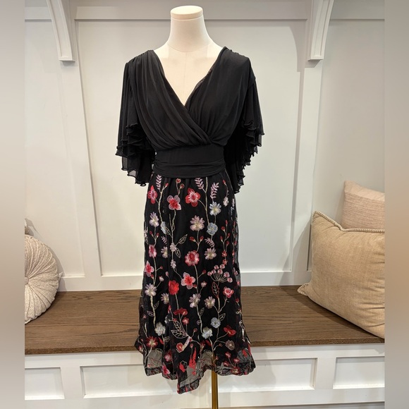 Kiyonna Black Lillian Embroidered Flutter Sleeve Cocktail Dress NWOT Size 1X - Picture 3 of 8